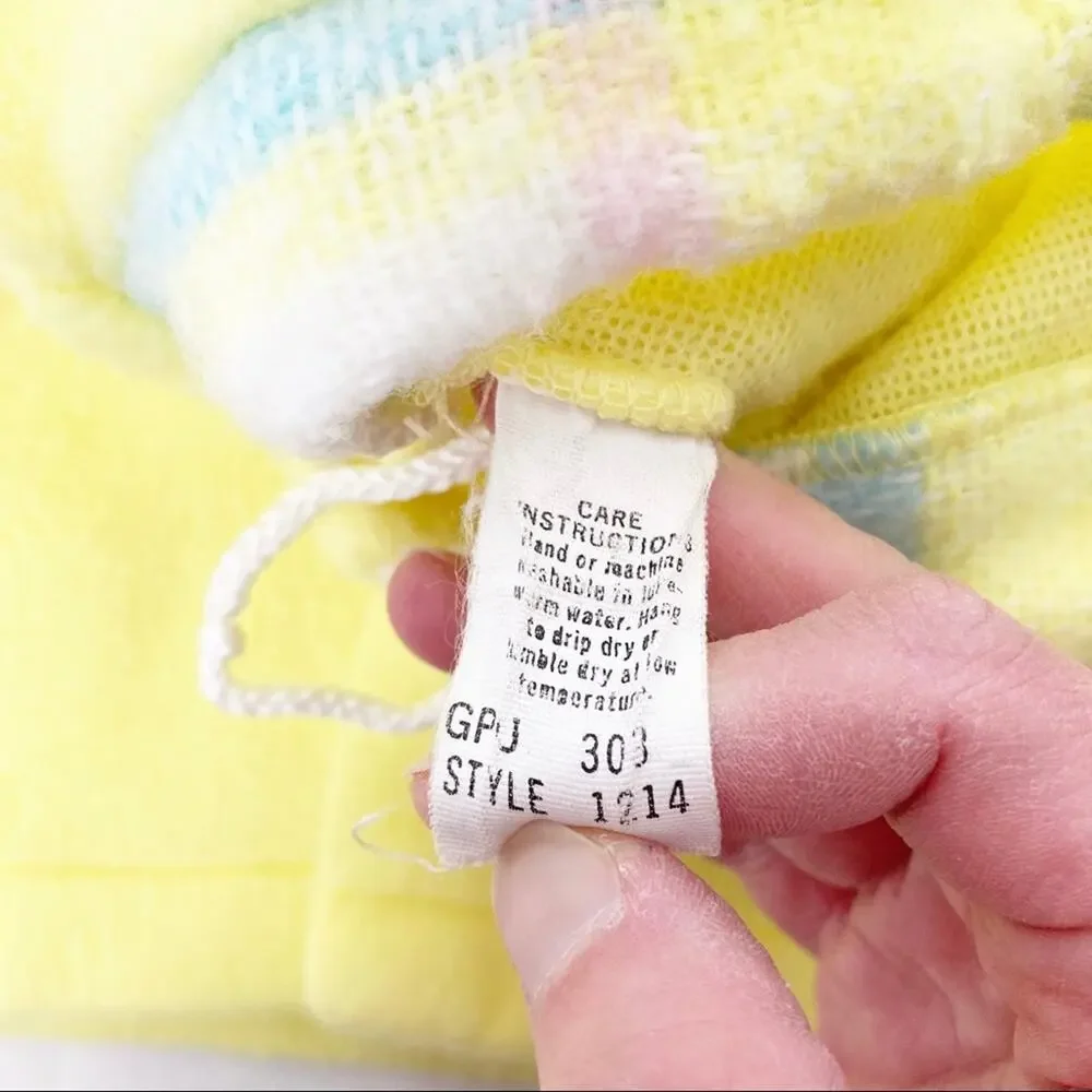 Vintage Yellow Fleece Baby Jacket Mittens